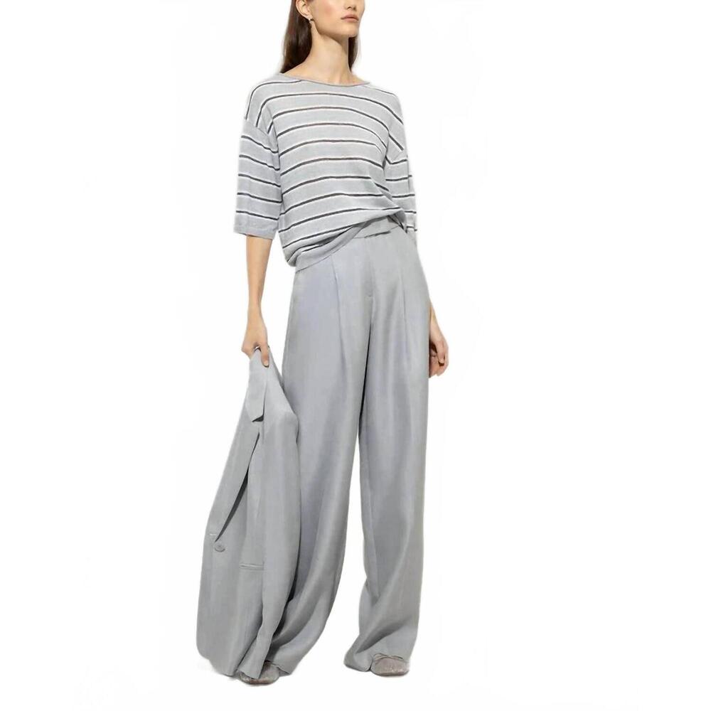 NEW LUISA CERANO short-sleeved sweater top in grey